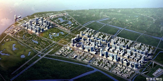 城市三维建模鸟瞰图
